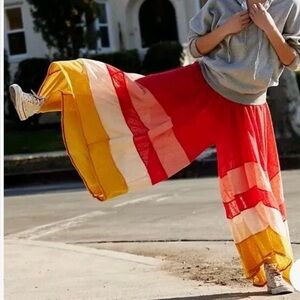 FREE PEOPLE MOVEMENT Size M Colorful Striped Wide-Leg Pants